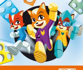Muñeco mascota de Kitsune en distintos colores, programa de estimulación temprana en Ciudad Real