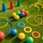 Material deportivo infantil de la actividad Pre-Deporte en BrainKids Ciudad Real