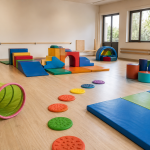 Sala de psicomotricidad infantil con material de juego en BrainKids Ciudad Real